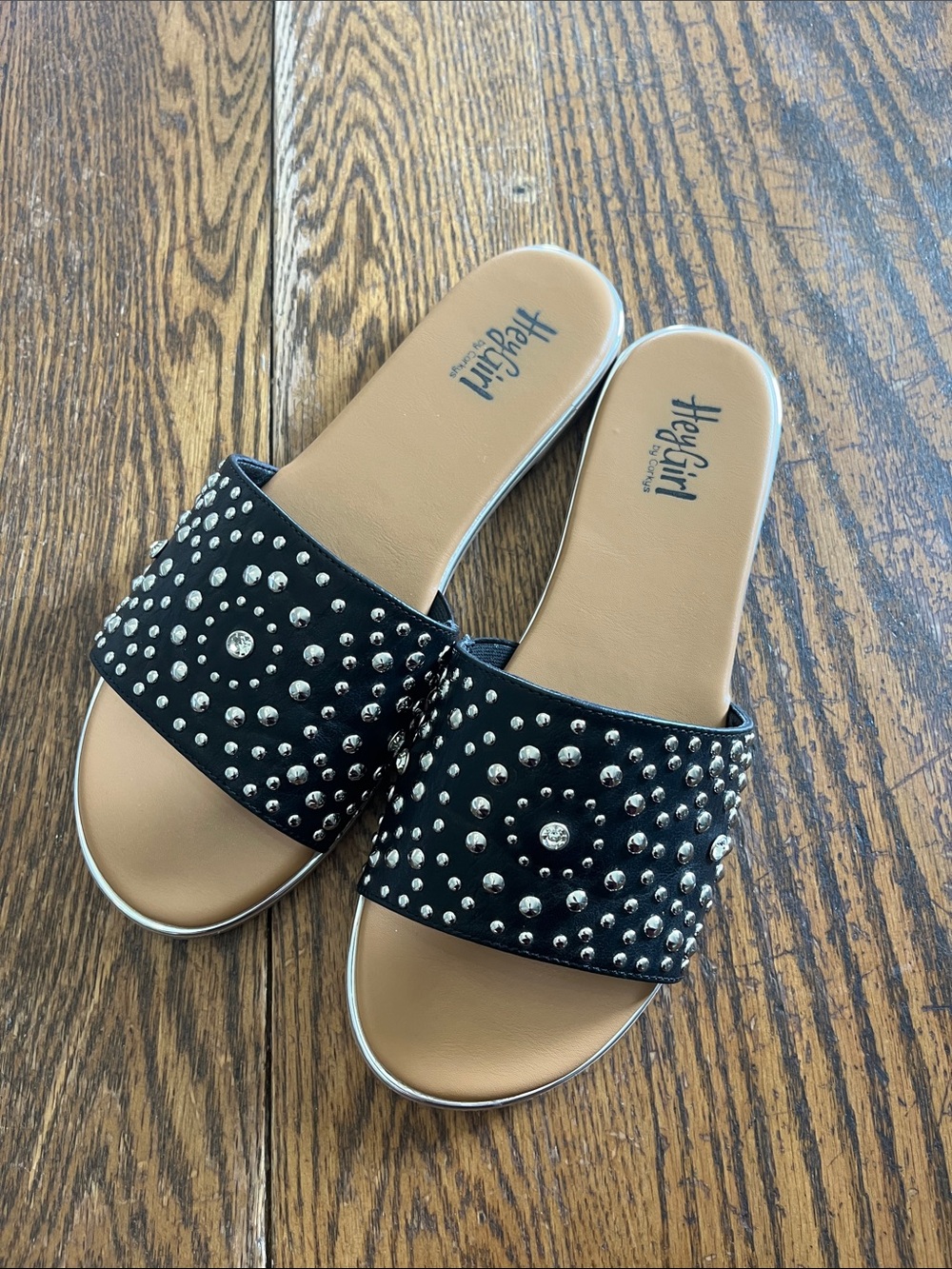 Hey Girl Corkys Bail money Black Studded Slide Sandals